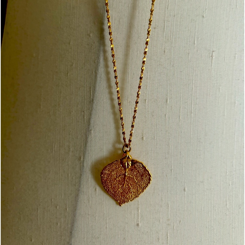Delicate Gold Dipped Leaf Necklace - image 1